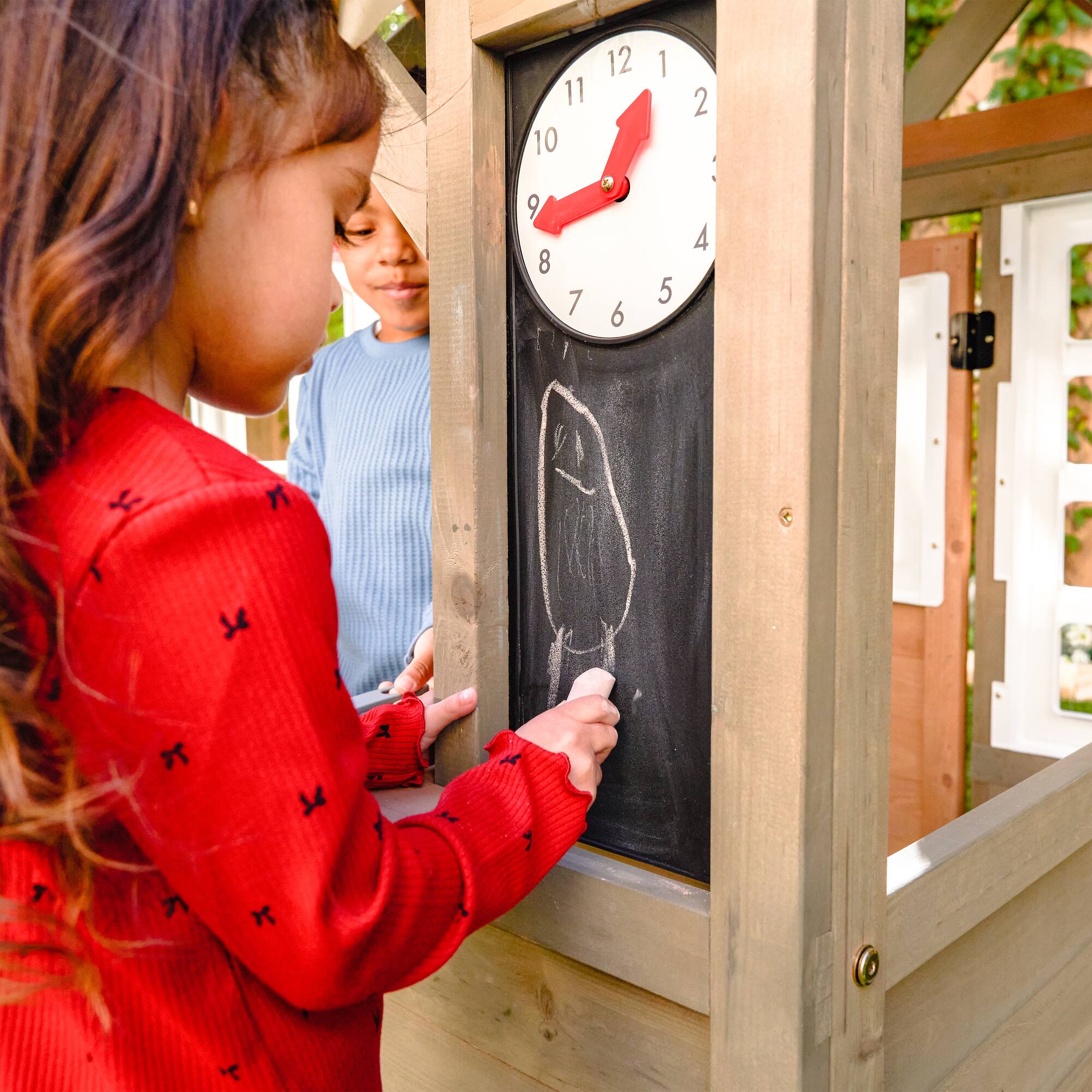 KidKraft Greystone Wooden Outdoor Playhouse with Kitchen & Working Doorbell
